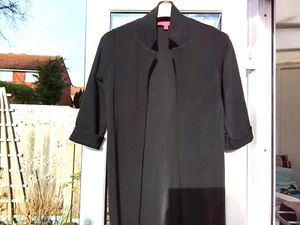 Women Duster Coat Booho Lightweight Edge to Edge Black 10 Good Condition - Picture 1 of 12
