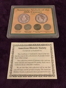 American Nickels of the 20th Century 4 Coin Set 1901-1943 & Silver War Nickel - Bild 1 von 6