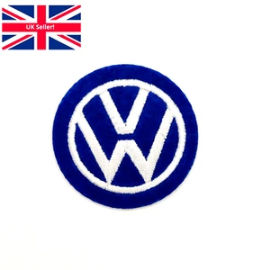 Iron Sew On VW Patch Blue Round VOLKSVAGEN Embroidered Badge for Hat Bag Jacket - Picture 1 of 3