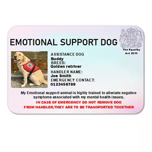 Personalised Emotional Support Dog ID Card AD39 - Picture 1 of 7