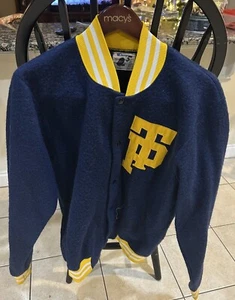 Vintage Champion Varsity Letterman Jacket Wool Size Medium Navy Blue - Picture 1 of 5