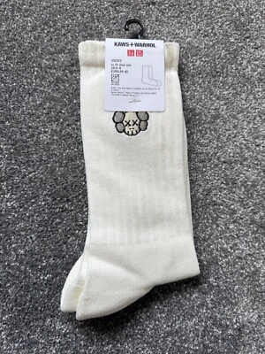 KAWS + Warhol x Uniqlo "LIPS/BFF" - UT Graphic Socks, White UK 5-8 Brand New - Image 1 of 4