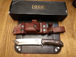 GCS Fixed Blade Knife 6.75" D2 Blade Micarta Handle Leather Sheath USA Made  - Picture 1 of 5