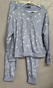 PRACHTVOLLES blau/weißes STERNE weiches Strick BEQUEM KUSCHELIG Oberteil Jogginghose LOUNGE PYJAMA SET Medium - Bild 1 von 10