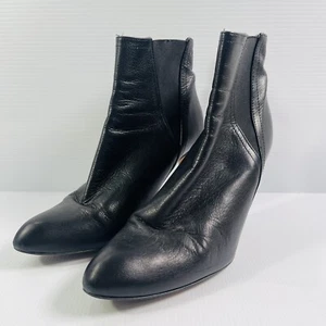 Zara Womens Leather Black High Heel Ankle Boots Size EU39 8AU Slip On - Picture 1 of 8