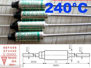 1Pcs Microtemp Thermal Fuse 240°C 240 Degree TF Cutoff SF240E 10A AC 250V New - Picture 1 of 4