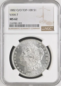 1882 O/O Morgan Silver Dollar VAM-7 NGC MS62 Top 100 - Picture 1 of 2
