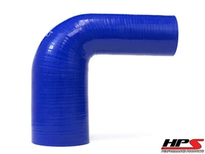 HPS 2.5" > 2.75" ID 4-ply Silicone 90 Degree Elbow Reducer Hose Blue 63mm > 70mm - Imagen 1 de 3