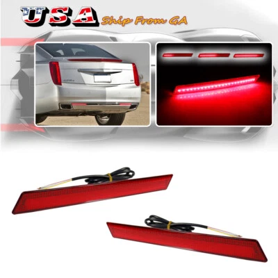 For 13-17 Cadillac XTS Red Rear Bumper Reflector LED Tail Brake Signal Lights 2X — 第 1/4 张图片