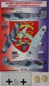 Juego de calcomanías y resina Hawker Typhoon F.Mk.IB tempranas Luftw, dec72265, modelos kora, 1:72 - Imagen 1 de 2