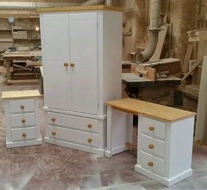 HANDMADE AYLESBURY NEXT (WHITE+PINE) 3 PIECE BEDROOM SET NOT FLAT-PACK!!! - Picture 1 of 12