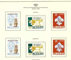 LIBERIA 1965 BOY SCOUTS ON STAMPS SCOTT 421-422 C164 PERF & IMPERF & 2 S/S's - Imagen 1 de 2