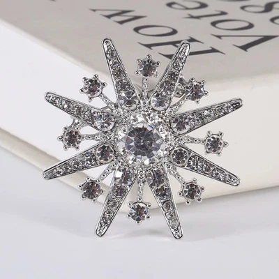 Broche de Navidad Copo de Nieve Estilo Vintage Cristal Estrás Joyería Regalo Foto 1 de 4