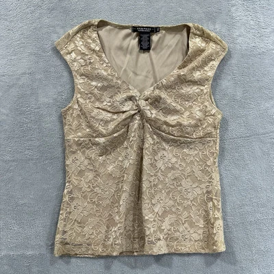 Rampage Top Women's XL Lace Sleeveless Coquette Camisole Beige Y2K Vintage - Image 1 of 4