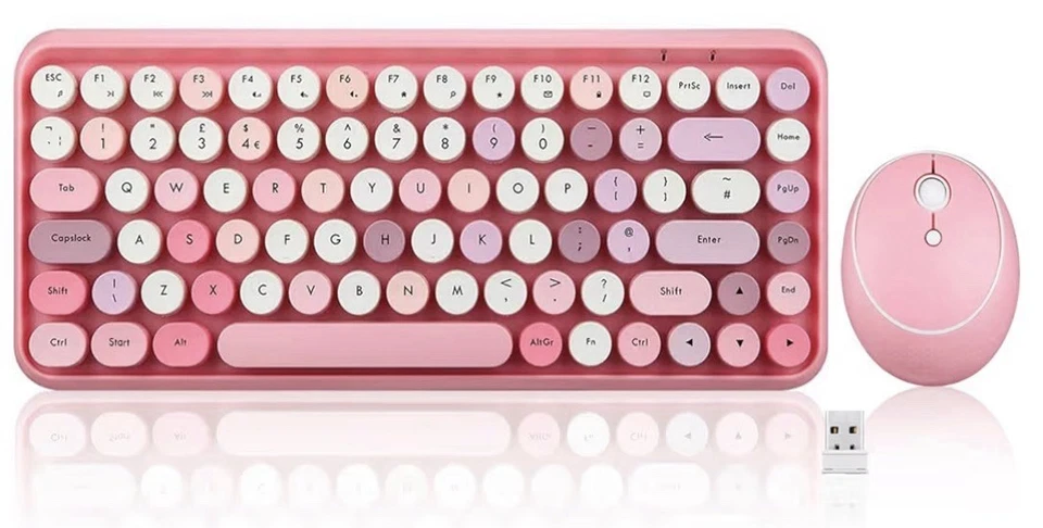 Perixx PERIDUO-713 Wireless 2.4 GHz Cute Keyboard and Mouse Combo, Retro Round  - Image 1 of 4
