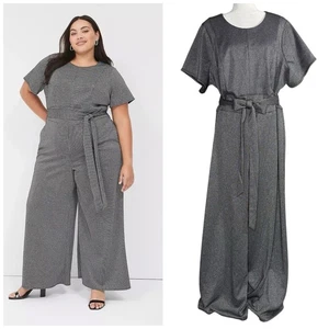 Lane Bryant Lena Jumpsuit Strampler Hahnentritt 24 lang weites Bein Karriere Einteiler - Bild 1 von 15