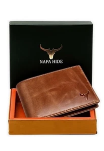 NAPA HIDE Genuine Leather Bifold Wallets For Men RFID Blocking Men's Wallet BEST - Picture 1 of 5