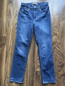 Levis 724 tiro alto recto Reino Unido (10) azul oscuro W28 L30 elástico regular PVP £120 - Imagen 1 de 17