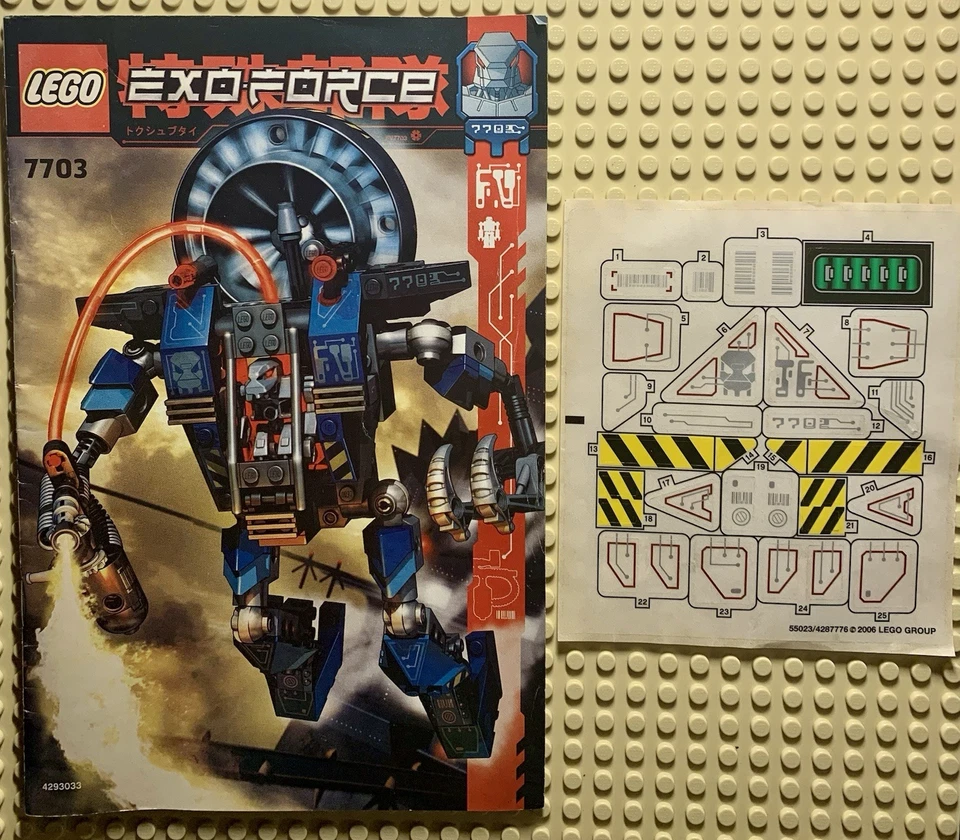 Lego Exo Force 7702 Sticker Sheet Complete & 7703 Manual  - Image 1 of 3