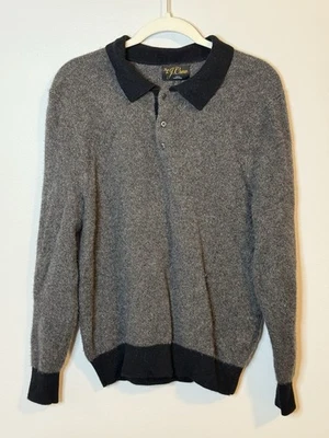 Suéter J Crew con cuello de cachemir gris y negro en Bird’s Eye para hombre talla L Foto 1 de 4