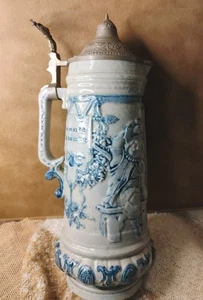 WHITES of UTICA 14" Antique Beer Stein "Two to Celebrate" Beer Stein w/Lid! - Picture 1 of 18