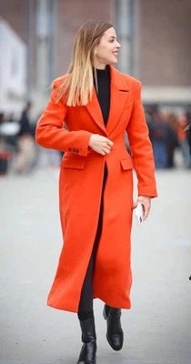 ZARA NEW WOMAN TAILORED WOOL BLEND COAT ZW COLLECTION ORANGE SIZE M  2211/806 - Image 1 of 4