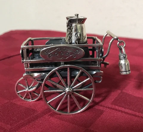 ITALY Medusa Oro 925 Sterling Silver Food Coffee Tea Merchant Cart Signed EXCLNT Cover