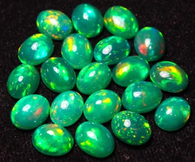 Unheated Ethiopian Green Opal Loose Gemstone Oval Cabochon Natural - Image 1 of 4