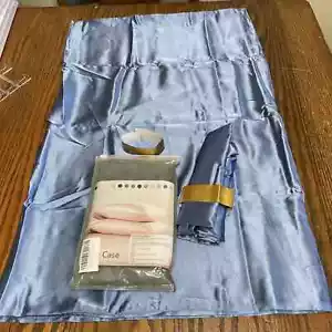Satin Pillow Cases Queen Size 20x30” Envelope Closure Medium Blue New In Pkg - Picture 1 of 4