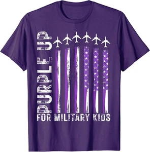 Purple Up For Military Kids Flag Military child Month T-Shirt unisex T-Shirt - Picture 1 of 2