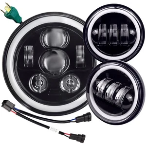 Eagle Lights 7" Black Gen 3 LED Headlight Spot Light Kit 14-23 Harley Road King - Picture 1 of 16