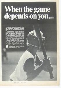 Adirondack Big Stick Baseball Bat Print Ad Vintage 1969 When the Game Depends - Picture 1 of 2
