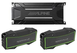 ALPINE KTA-30MW 600 Watt Mono Class D Amplifier+(2) Stereo Bluetooth Speakers - Picture 1 of 12