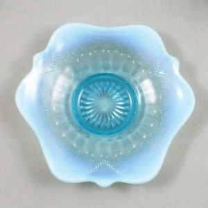 DUGAN BLOCKIERTER DAUMENABDRUCK & PERLEN BLAU OPALISIERENDES GLAS DREIECKTELLER NIEDRIGE SCHALE - Bild 1 von 4