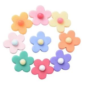 45 Pcs 9 Colors Resin Undrilled Beads 5 Petals Flower Charms Flatback Beads - Picture 1 of 6