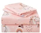 Pink Moon Unicorn Kids Sheet Set Full 4 Piece Cute Printed Microfiber Bed Sheets