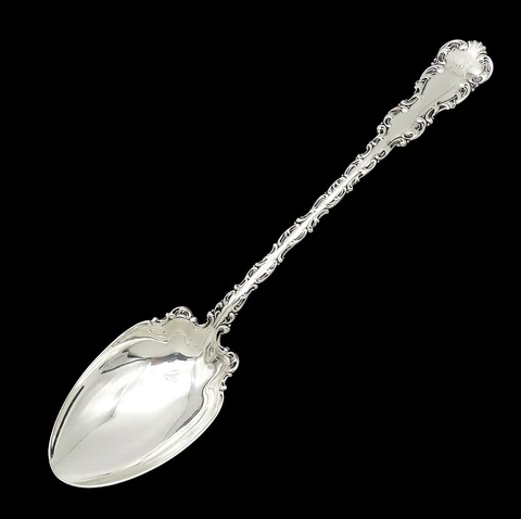 Antique Sterling Silver Whiting Louis XV 1891 Platter Serving Spoon w/ Rest 12" Cover