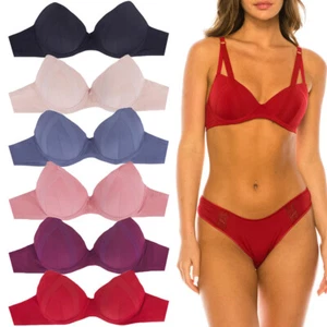 6 JENNIFER SEXY Women Stripe Solid Color Stripe Push Up Strap Underwire Bra - Picture 1 of 20