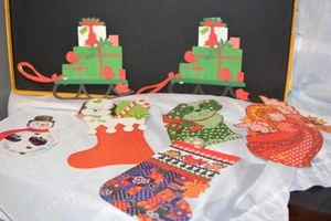 Lote de 7 papeles pintados vintage troquelados de Navidad decoración escuela muñeco de nieve - Imagen 1 de 1
