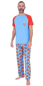 Men's Official Superman Long Pyjamas Sizes s to 2XL Mens Pjs - Picture 1 of 7