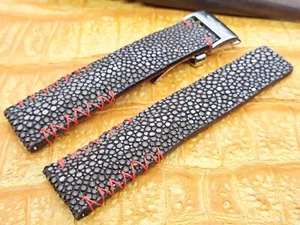 22 mm/20 mm poliertes Rochenleder Uhrenarmband maßgeschneidert Vintage exotisches Leder - Bild 1 von 14