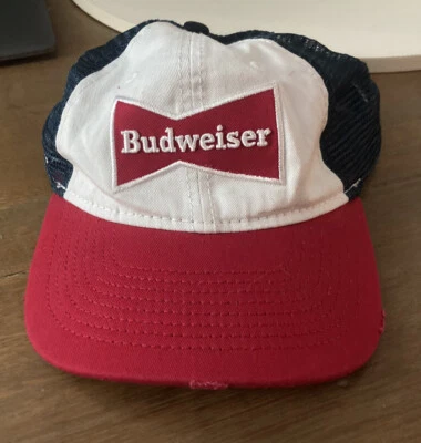 Vintage Budweiser Distressed Trucker Adjustable Hat Cap Beer - Image 1 of 4