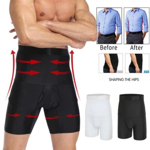 Men Compression High Waist Boxer Shorts Body Shaper Tummy Control Girdle Pants - Picture 1 of 15