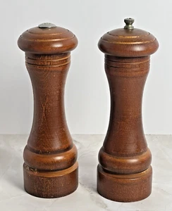 Vintage Wooden Salt And Pepper Grinder Shakers - Picture 1 of 15