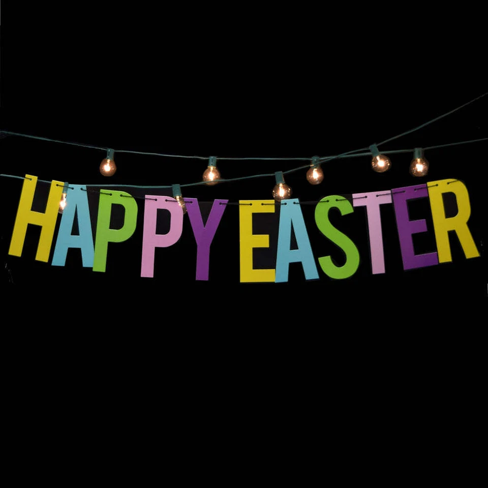 Quasimoon Happy Easter Colorful Party Paper Letter Garland Banner (4FT-9FT) b... - Image 1 of 1