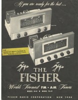 VINTAGE 1950s THE FISHER MODELS 50-R & 70-RT AM/FM TUNER ADVERTISING SHEET! SPEC
