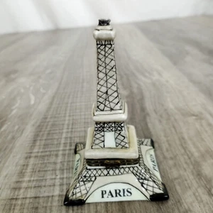 Vintage Porcelain Eifel Tower Hinged Trinket Box Container - Picture 1 of 8