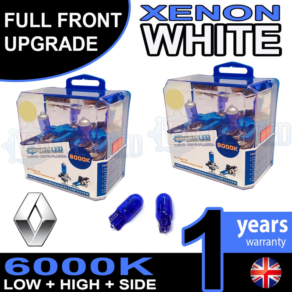 Clio Mk2 98-05 Xenon White Upgrade Kit Headlight Dipped High Side Bulbs 6000k - Image 1 of 4
