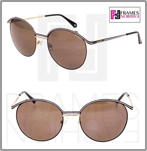 BALMAIN VERT NOIR 2529 Black Brown Gold Round Metal Mirrored Sunglasses BL2529 - Picture 1 of 10