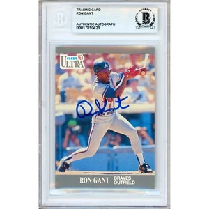 1991 Fleer Ultra #4 Ron Gant Signed Card AUTO Beckett Slabbed Atlanta Braves - Picture 1 of 5